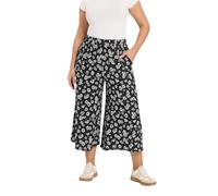 Yours Curve Daisy Print Jersey Culottes - Women's - Plus Size Curve Black