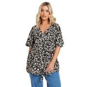 Yours Curve Daisy Print Textured Wrap Top - Women's - Plus Size Curve