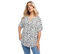 Yours Curve Dalmatian Print Short Sleeve Blouse - Women's - Plus Size Curve White