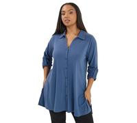 Yours Curve Dark Button Through Ribbed Top - Women's - Plus Size Curve Blue
