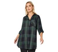 Yours Curve Dark Check Overhead Shirt - Women's - Plus Size Curve Green