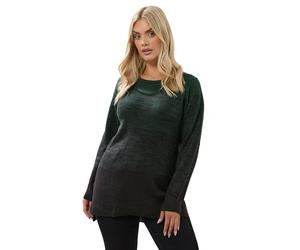 Yours Curve Dark Colourblock Jumper - Women's - Plus Size Curve Green