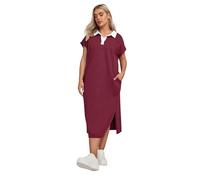 Yours Curve Dark Jersey Collar Grown Sleeve Dress - Women's - Plus Size Curve Red