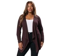 Yours Curve Dark Purple Ribbed Waterfall Cardigan - Women's - Plus Size Curve
