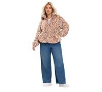 Yours Women's Deer Print Zip Through Fleece in Brown | Size: 20
