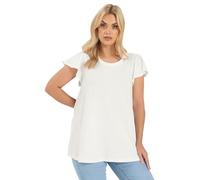 Yours Curve Denim Frill Sleeve T-Shirt - Women's - Plus Size Curve