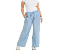 Yours Curve Denim Linen Look Trousers - Women's - Plus Size Curve