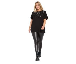 Yours Curve Diamante Embellished Short Sleeve T-Shirt - Women's - Plus Size Curve Black