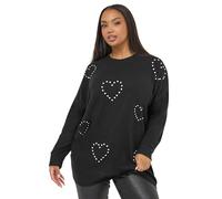 Yours Curve Diamante Heart Jumper - Women's - Plus Size Curve Black