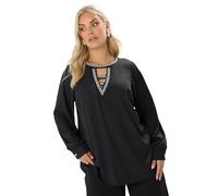 Yours Curve Diamante Keyhole Blouse - Women's - Plus Size Curve Black