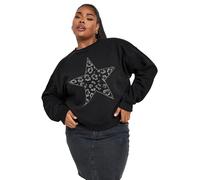 Diamante Long Sleeve Sweatshirt Yours Black 30-32