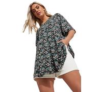 Yours Curve Ditsy Floral Pleat Front Top - Women's - Plus Size Curve Black