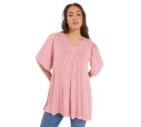 Yours Curve Ditsy Floral Pleated Front Top - Women's - Plus Size Curve Red