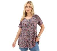 Yours Curve Ditsy Floral Ribbed T-Shirt - Women's - Plus Size Curve Pink