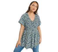 Yours Curve Ditsy Floral Shirred Top - Women's - Plus Size Curve