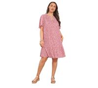 Yours Curve Ditsy Floral Smock Dress - Women's - Plus Size Curve Red