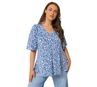 Yours Curve Ditsy Floral Swing Top - Women's - Plus Size Curve Blue