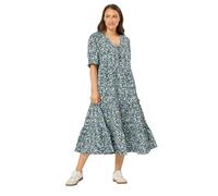 Yours Curve Ditsy Floral Tie Front Dress - Women's - Plus Size Curve Blue