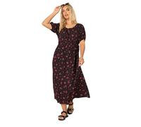 Yours Curve Ditsy Floral Tie Neck Maxi Dress - Women's - Plus Size Curve Black
