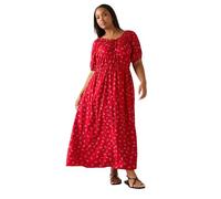 Yours Curve Ditsy Floral Tie Neck Maxi Dress - Women's - Plus Size Curve Red