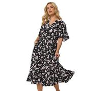 Yours Curve Ditsy Half Placket Midi Dress - Women's - Plus Size Curve