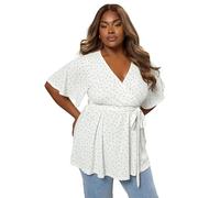 Yours Curve Ditsy Polka Dot Print Wrap Top - Women's - Plus Size Curve White