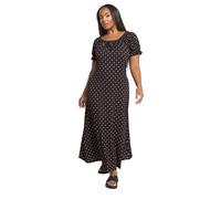 Yours Curve Ditsy Textured Milkmaid Dress - Women's - Plus Size Curve Black