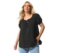 Yours Curve Dobby Bardot Cheescloth Top - Women's - Plus Size Curve Black