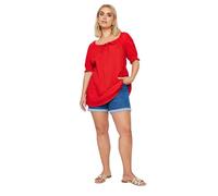 Yours Curve Dobby Tie Neck Blouse - Women's - Plus Size Curve Red