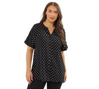 Yours Curve Dot Print Short Sleeve Blouse - Women's - Plus Size Curve Black