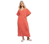 Yours Curve Dot Print Wrap Maxi Dress - Women's - Plus Size Curve Orange