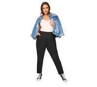 Yours Curve Double Pleat Jersey Harem Stretch Sweatpant Casual Comfort Joggers with Pockets - Women's - Plus Size Black 38-40