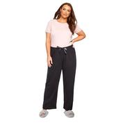 Yours Curve Drawstring Lightweight Breathable Comfortable Lounge Jogger Pyjama Bottoms Women's - Plus Size Black 22-24