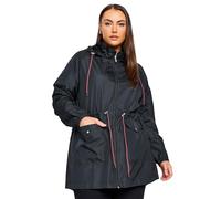Yours Curve Drawstring Lightweight Breathable Shower Resistant Hooded Parka Jacket - Women's - Plus Size Mid Navy 14