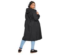 Yours Curve Drawstring Lightweight Longline Breathable Shower Resistant Hooded Parka Jacket - Women's - Plus Size Black