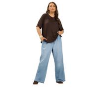 Yours Curve Drawstring Wide Leg Jeans - Women's - Plus Size Curve Mid Blue