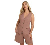 Yours Curve Dusky Linen Waistcoat - Women's - Plus Size Curve Pink