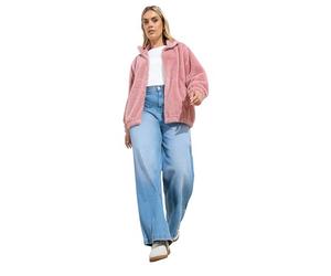 Yours Curve Dusky Pink Faux Fur Fleece Jacket - Women's - Plus Size Curve