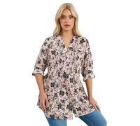Yours Curve Dusky Pink Floral Pintuck Blouse - Women's - Plus Size Curve