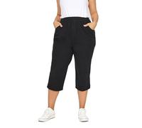 Yours Curve Elasticated Cool Cotton Cropped Trousers - Women's - Plus Size Curve Black