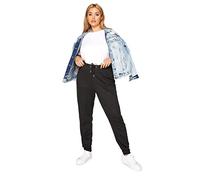 Yours Curve Elasticated Cuffed Ankles Stretch Sweatpant Casual Comfort Joggers with Pockets & Adjustable Drawstring Waist - Women's - Plus Size Black 38-40