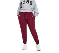 Yours Curve Elasticated Cuffed Joggers - Women's - Plus Size Curve Red