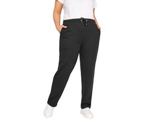 Yours Curve Elasticated Straight Leg Stretch Sweatpant Casual Comfort Joggers With Pockets & Adjustable Drawstring Waist - Women's - Plus Size Black 38-40