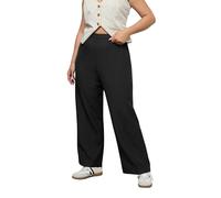 Yours Curve Elasticated Stretch Straight Leg Trousers - Women's - Plus Size Curve Black