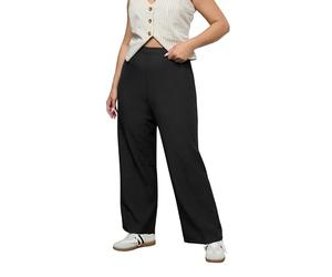 Yours Curve Elasticated Stretch Straight Leg Trousers - Women's - Plus Size Curve Black