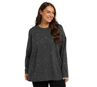 Yours Curve Embellished Front Jumper - Women's - Plus Size Curve Grey