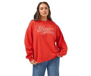 Yours Curve Embroide 'Marseille France' Sweatshirt - Women's - Plus Size Curve Red