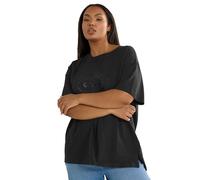Yours Curve Embroidered Boho Diamond Oversized T-Shirt - Women's - Plus Size Curve Black