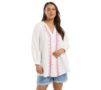 Yours Curve Embroidered Cheesecloth Shirt - Women's - Plus Size Curve White