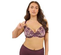 Yours Curve Embroidered Floral Non-Padded Bra - Women's - Plus Size Curve Purple